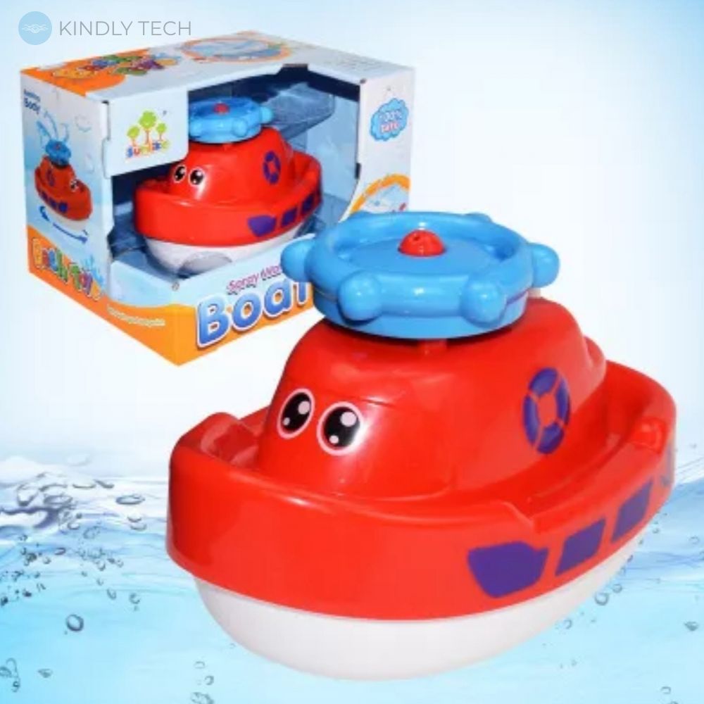 Дитяча іграшка Кораблик-фонтан для купання Spray Water Boat Toys, Червоний