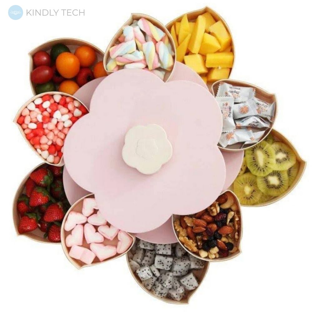 Вращающаяся складная двухъярусная конфетница Flower Candy Box