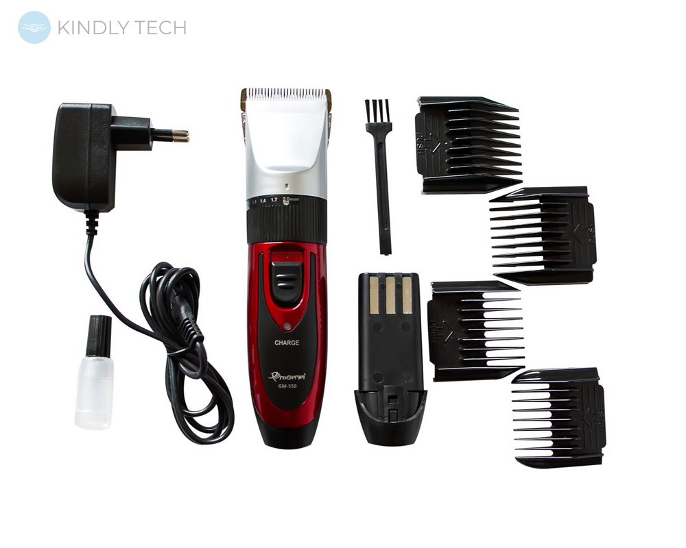 Машинка для стрижки волос Gemei Gm-550 с двумя аккумуляторами - керамические ножи
