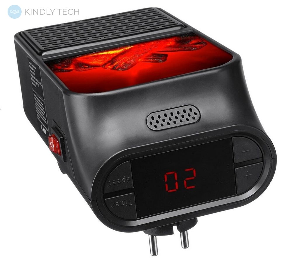 Портативний обігрівач з імітацією каміна і LED дисплеєм Flame Heater 900W