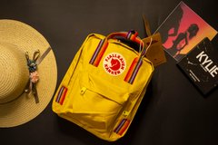 Рюкзак Fjallraven Kanken Classic Жёлтый с радужными ручками