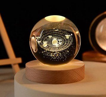 Нічник 3D кришталева куля з об&rsquo;ємним зображенням Сонячної системи та LED підсвічуванням