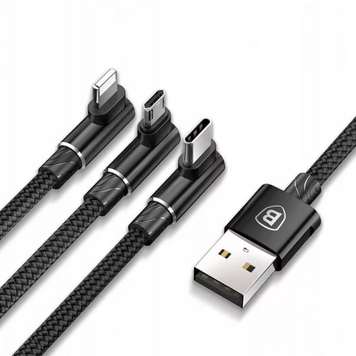 Кабель 3 in 1 ( L , M , C ) 3.5A (1.2m) &mdash; Baseus (CAMLT-WZ01) MVP Mobile game &mdash; Black