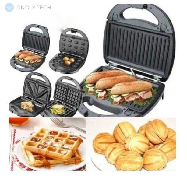 Гриль, сендвичница, вафельница, орешница Kingberg KB-2047 4-в-1