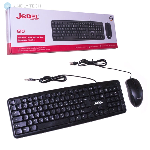 Проводная клавиатура и мышь Jedel COMBO G10 для компьютера комплект