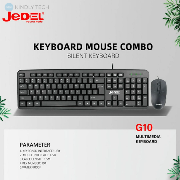 Проводная клавиатура и мышь Jedel COMBO G10 для компьютера комплект