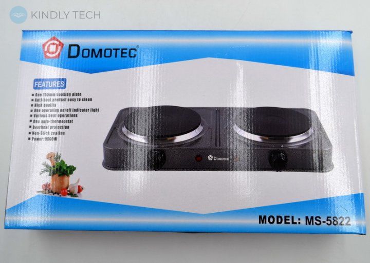 Плита электрическая Domotec MS-5822 (2000 Вт.), Серый