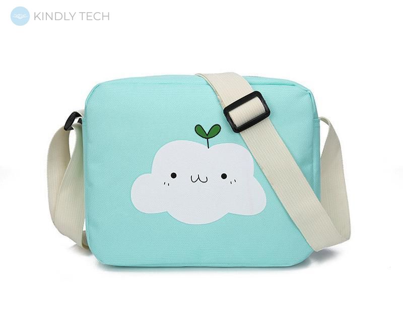 Рюкзак шкільний, набір 5 в 1 (рюкзак, сумка, пенал, косметичка, мішечок) "Хмара" turquoise