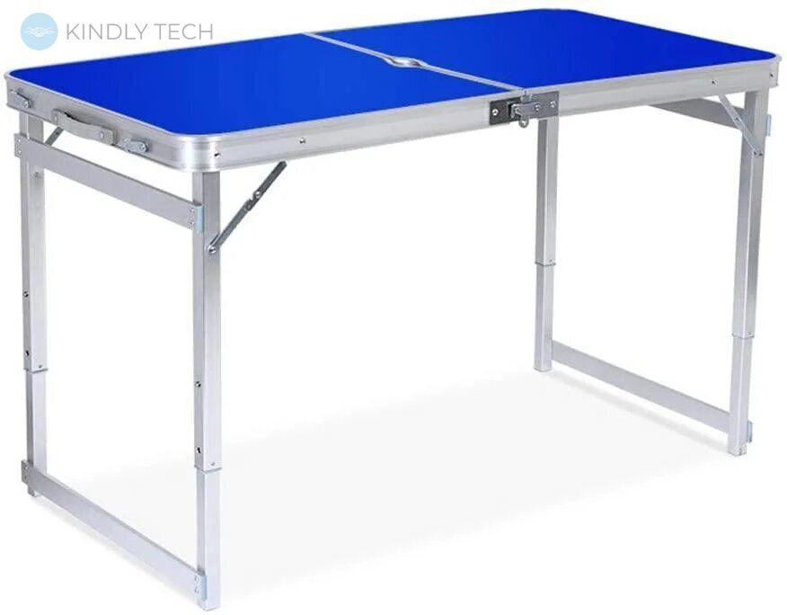 Посилений розкладний стіл валізу Folding Table для пікніка зі стільцями 120х60х70 / 55 Синій