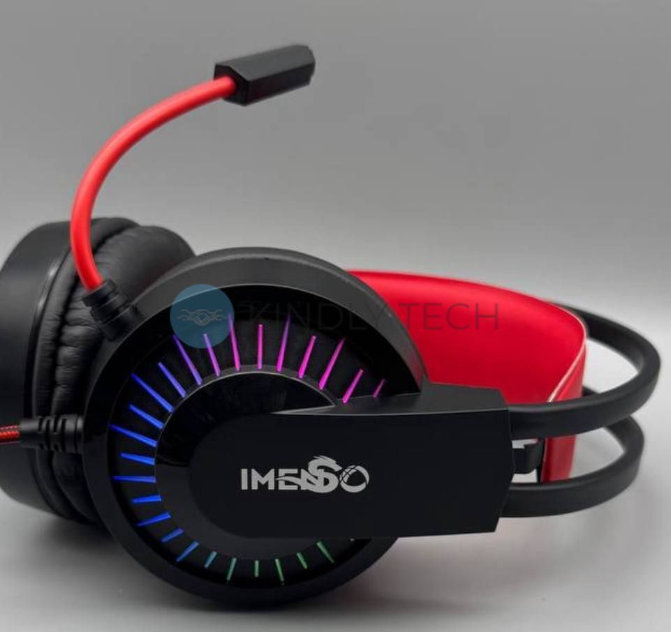 Ігрові навушники IMENSO IMS-E1008 RGB USB та 3.5 мм, червоний