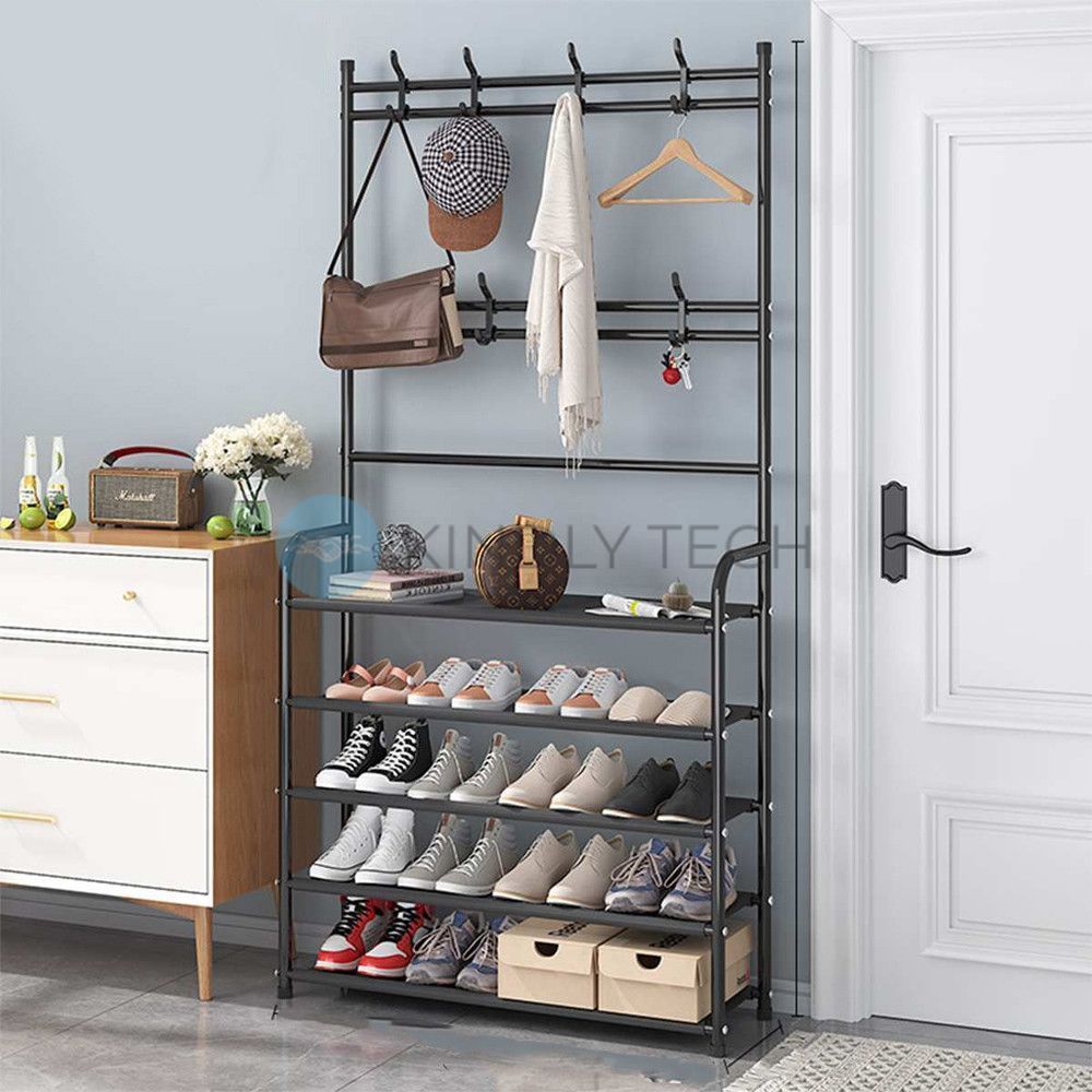 Напольная вешалка стойка 60х29.5х151 см для одежды с полками New simple floor clothes rack