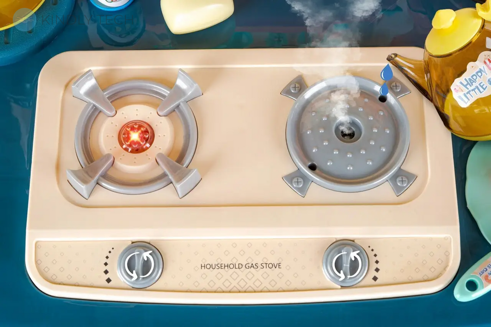 Детская большая интерактивная кухня с водой Fun Cooking с подсветкой, звуком, паром, Синяя