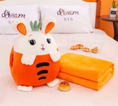Мягкая игрушка муфта 3в1 Кролик с пледом, Orange