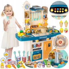 Дитяча велика інтерактивна кухня з водою Fun Cooking з підсвічуванням, звуком, парою, Синя