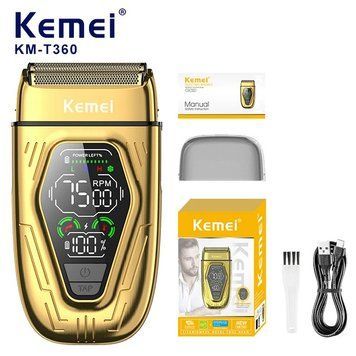 Компактна акумуляторна електробритва Kemei KM-360 сіткова для щоденного гоління обличчя