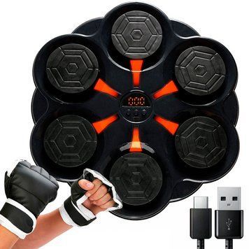 Боксерская мишень, 6 кнопок, перчатки, музыка, Bluetooth