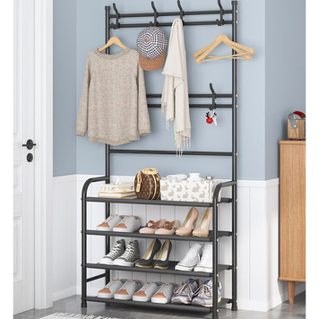 Напольная вешалка стойка 60х29.5х151 см для одежды с полками New simple floor clothes rack