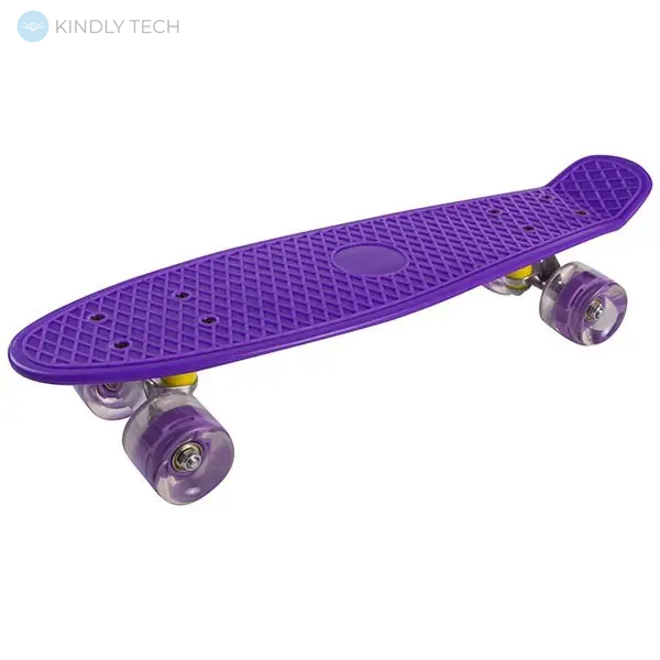Скейт Пенни Борд (Penny Board 101) со светящимися колесами, Фиолетовый