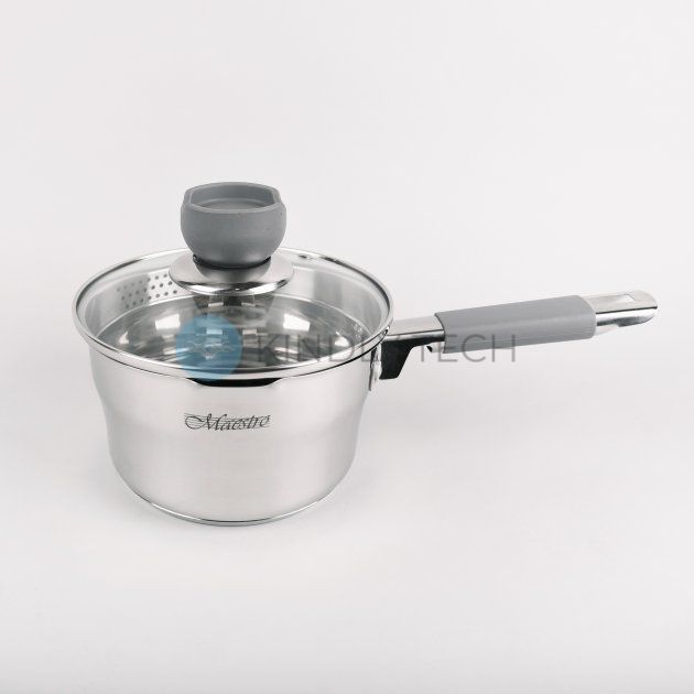 Ківш із нержавіючої сталі з кришкою Maestro MR-3507-16S (1.7 л) (16 см)