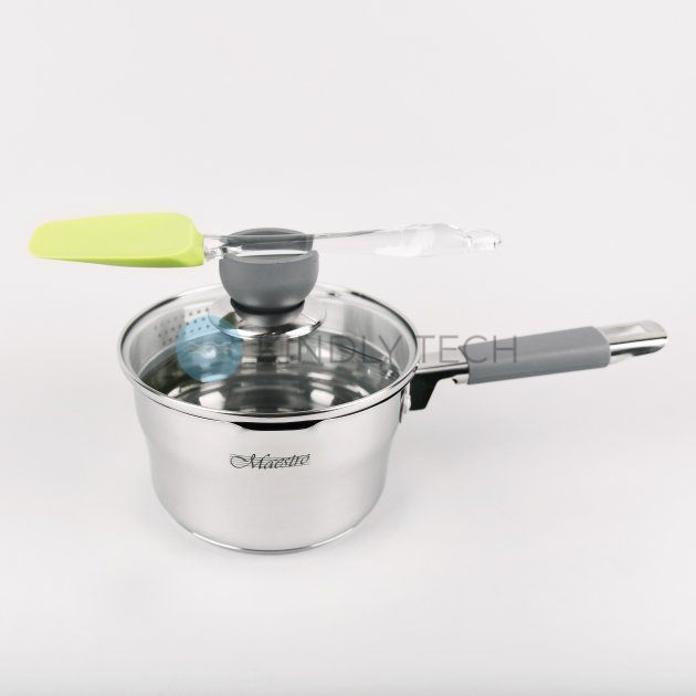 Ківш із нержавіючої сталі з кришкою Maestro MR-3507-16S (1.7 л) (16 см)