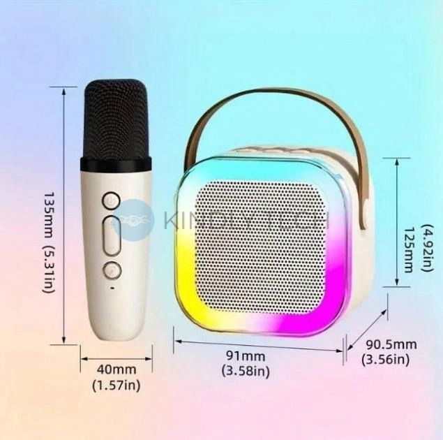 Караоке беспроводной светодиодный SPEAKER K12, на 2 микрофона