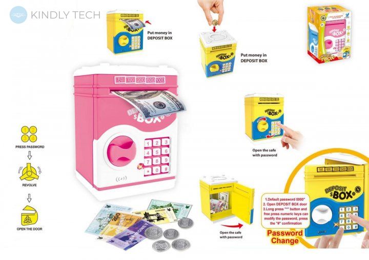 Сейф-копилка c звуковыми и световыми эффектами Deposit BOX, Pink