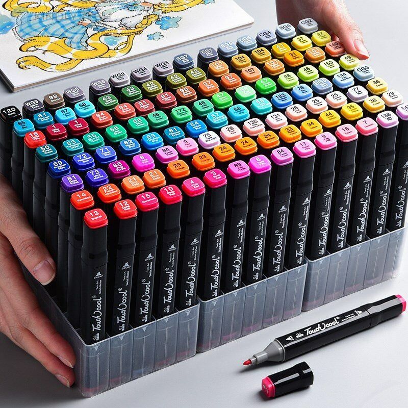 Набор скетч маркеров 120 шт для рисования с подставкой Touch на спиртовой основе
