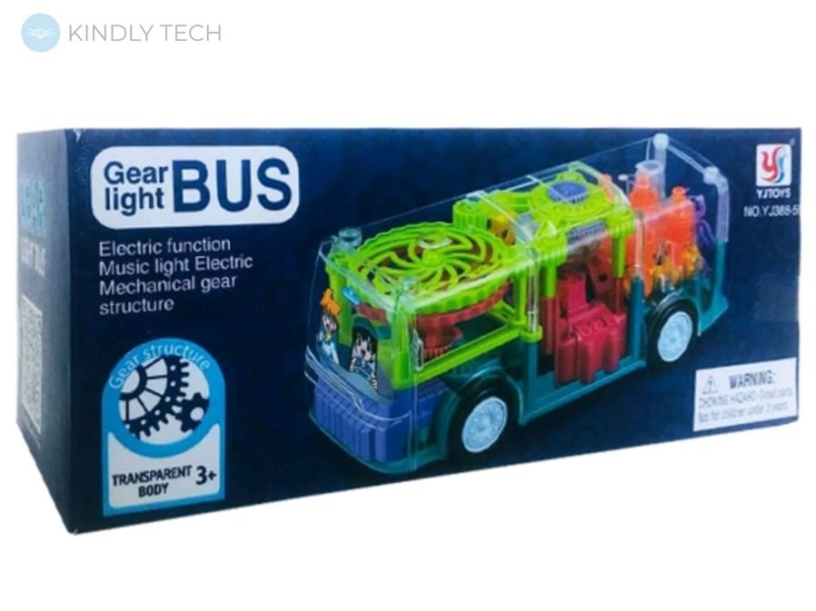 Інтерактивний електричний автобус з прозорим корпусом і музичним LED підсвічуванням BUS Gear light