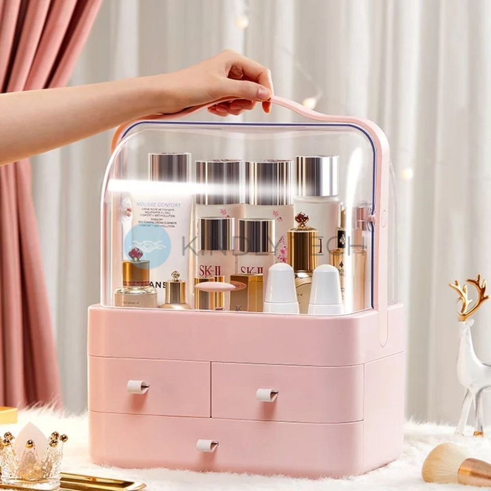Органайзер для косметики 4 секции большой YM206-2 Three Drawers, Розовый