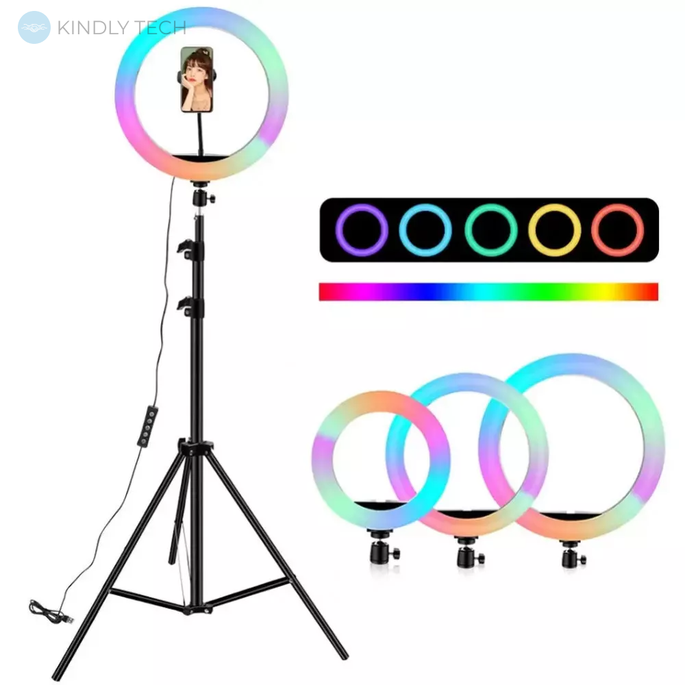 Кольцевая лампа с регулировкой света RGB LED, 36 cm, 39 RGB, MJ-36 Orig