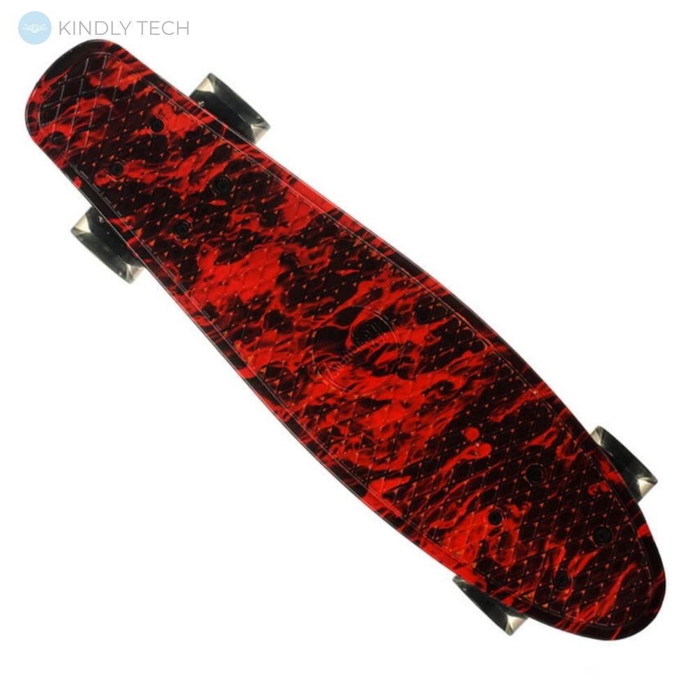 Скейт Пенні Борд (Penny Board) з сяючими колесами, Червоне полум'я