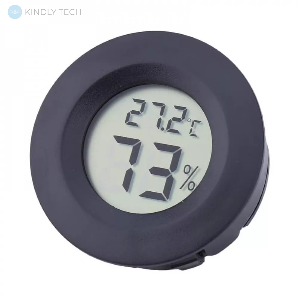 Цифровий годинник з термометром і гігрометром Ring clock — Black