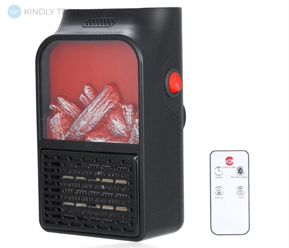 Портативный обогреватель с имитацией камина и LED дисплеем Flame Heater 1000W