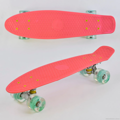 Скейт Пенни Борд (Penny Board 101) со светящимися колесами, Розовый
