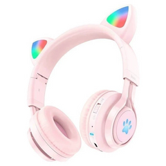 Бездротові навушники Bluetooth Hoco W39 Cat ear kids BT headphones, Рожевий