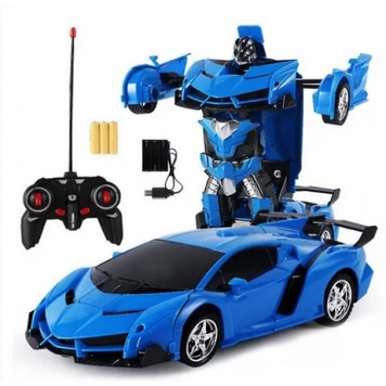 Машинка трансформер Lamborghini Robot Car Size 18 с пультом blue