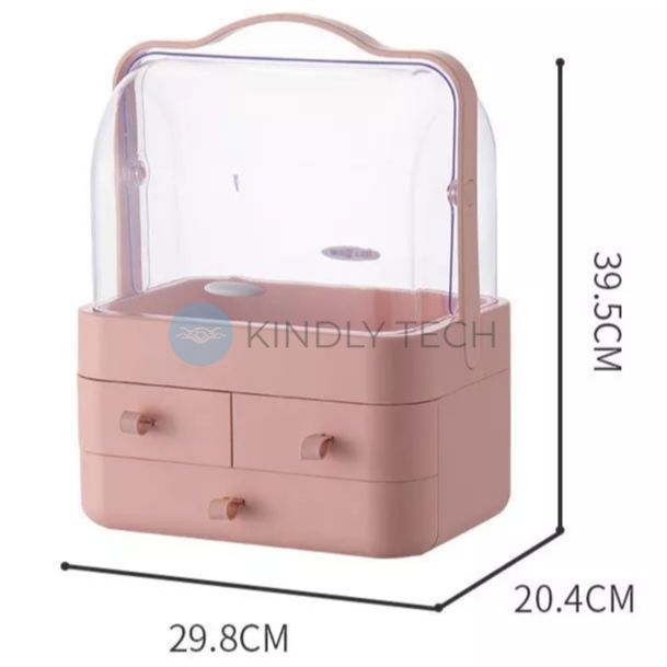 Органайзер для косметики 4 секции большой YM206-2 Three Drawers, Розовый