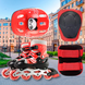 Детские ролики 8806BTM на 4 колеса с комплектом детской защиты (Размер M) Красная