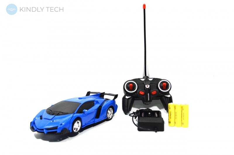 Машинка трансформер Lamborghini Robot Car Size 18 з пультом blue