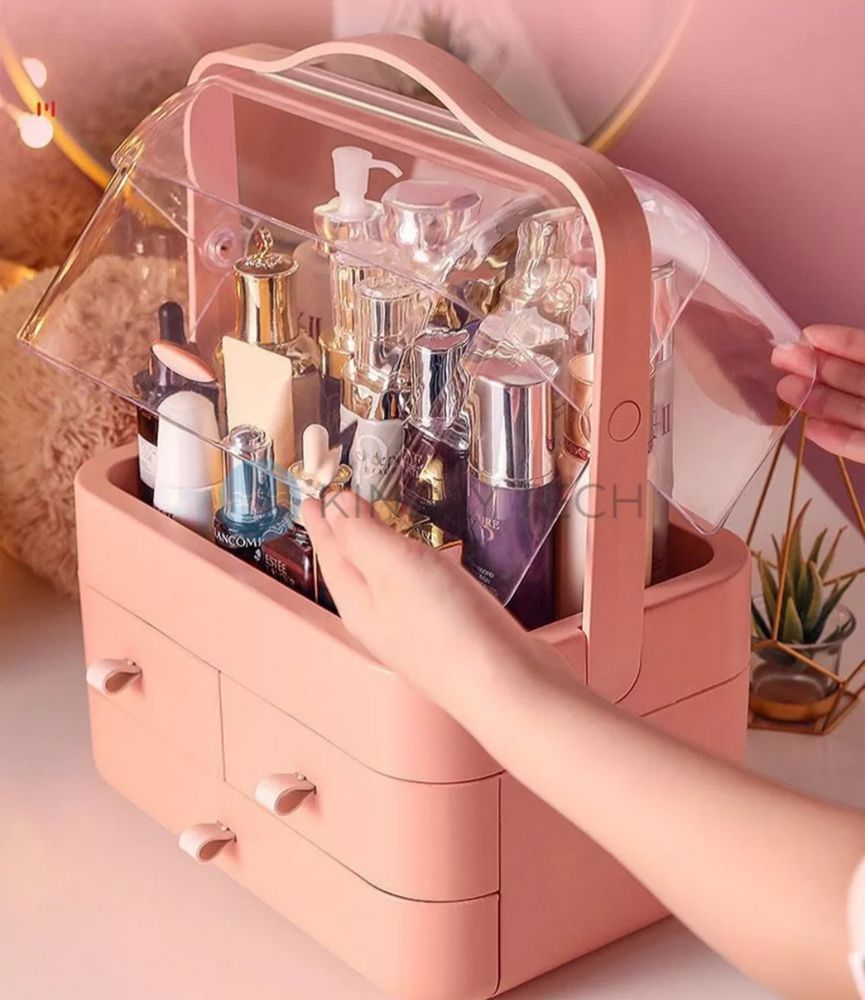 Органайзер для косметики 4 секции большой YM206-2 Three Drawers, Розовый