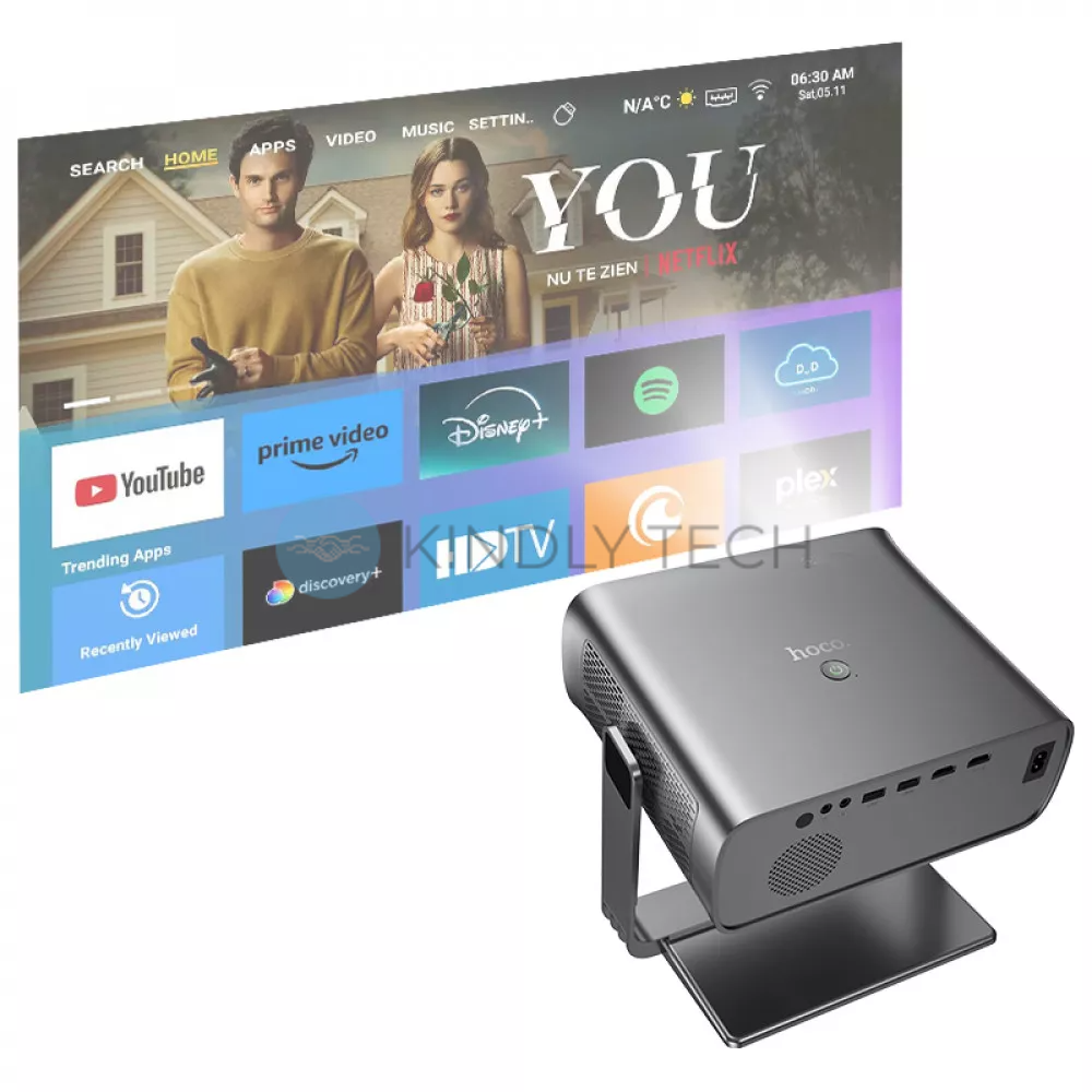 Сучасний смартпроектор Hoco DT5 Full HD 1080P з Wi-Fi 5G та Bluetooth 5.0