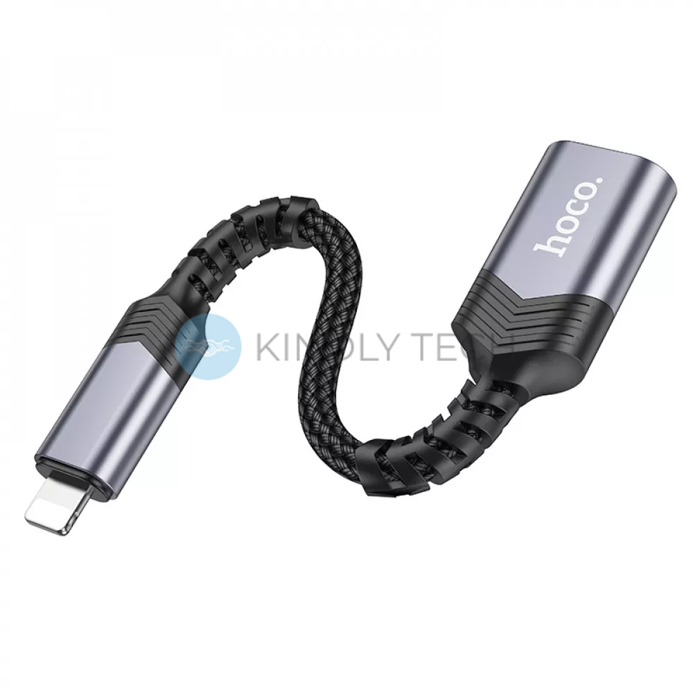 Перехідник Adapter Lightning To USB 2.0 &mdash; Hoco UA24 &mdash; Metal Gray