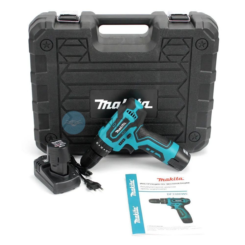 Ударний шуруповерт Makita DF330DWE (12V, 2Ah) з набором інструментів