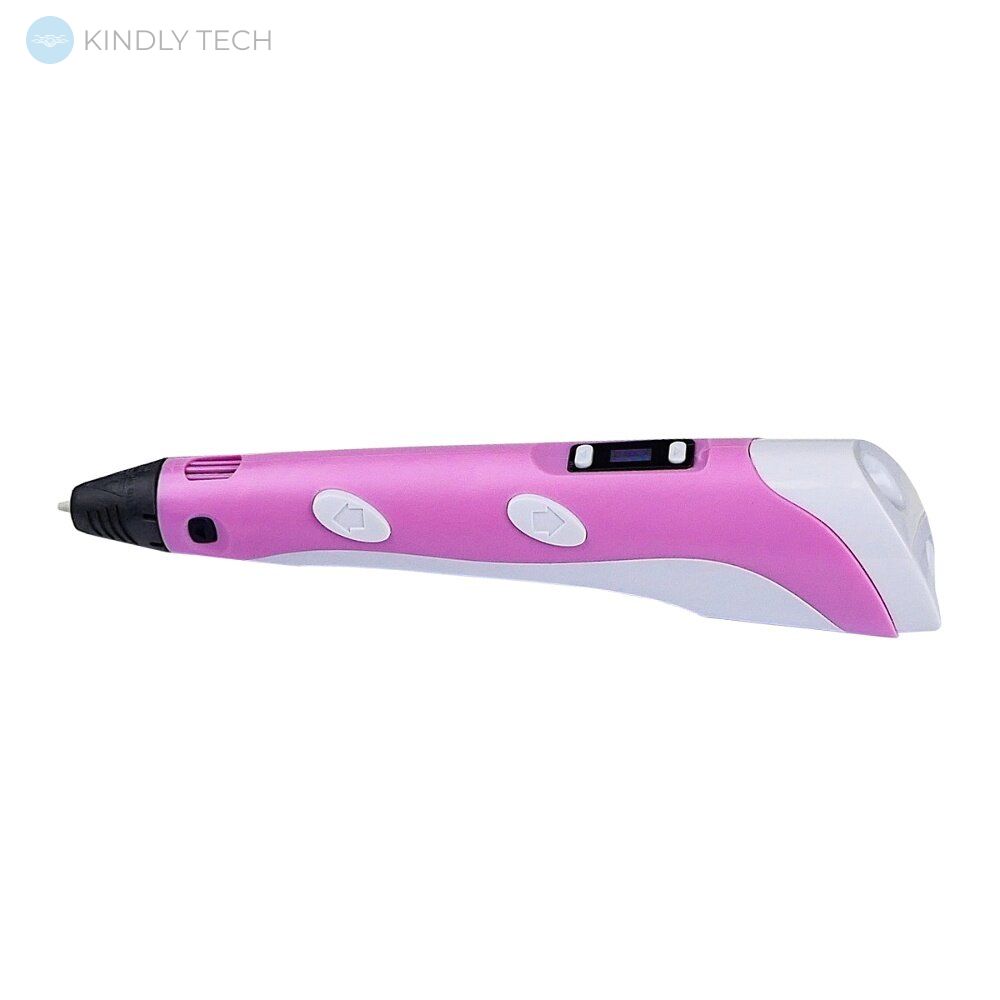 3D ручка для рисования пластиком с LCD дисплеем Розовая