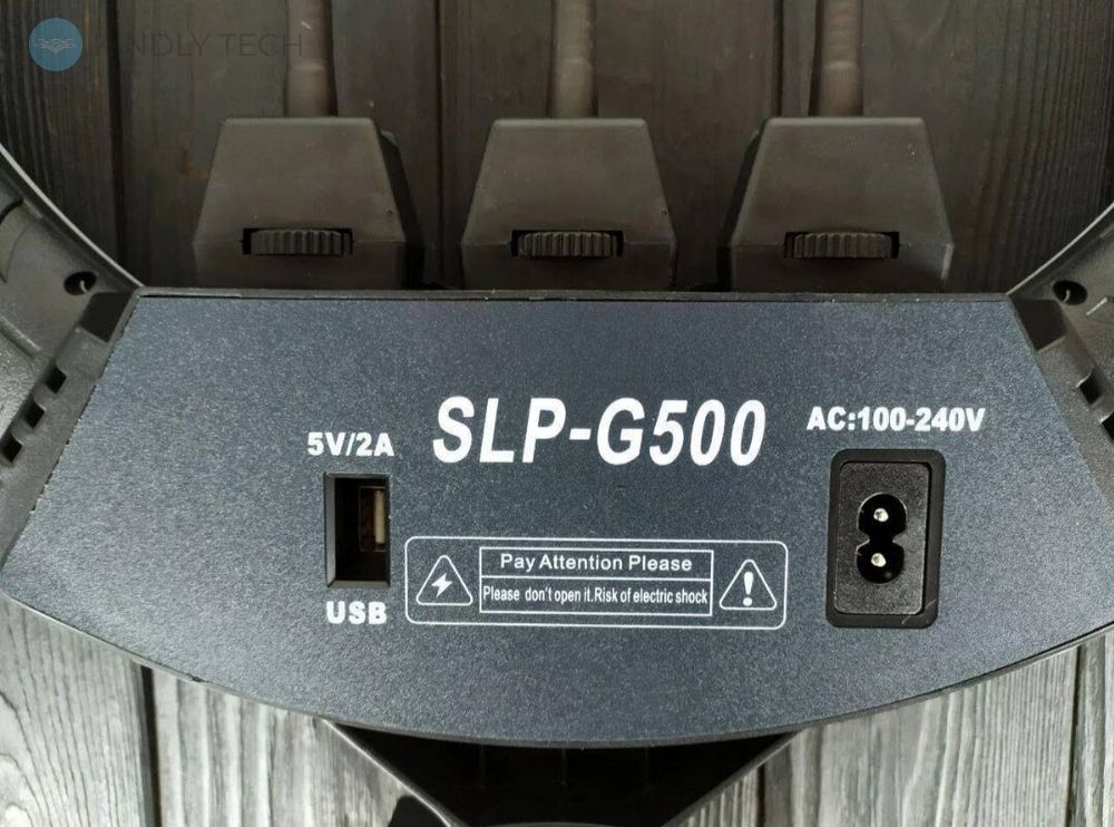Профессиональная кольцевая LED лампа на три крепления (SLP-G500) диаметр 45см, на дистанционном управлени