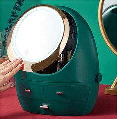 Органайзер для косметики с Led зеркалом ( Зелёный)