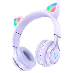 Бездротові навушники Bluetooth Hoco W39 Cat ear kids BT headphones, Фіолетовий