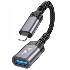 Переходник Adapter Lightning To USB 2.0 — Hoco UA24 — Metal Gray