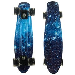 Скейт Пенни Борд (Penny Board) двухстороннего окраса со светящимися колесами, Голубой лёд