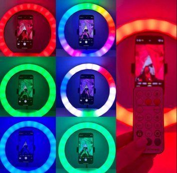 Кільцева світлодіодна Led Лампа 30см LJJ-30 RGB 12inch з пультом та затискачем для телефону
